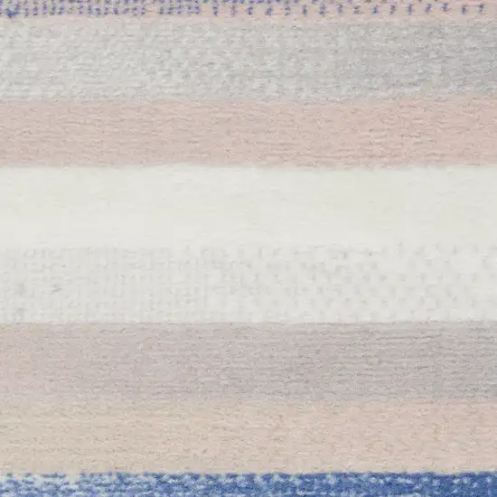 Ivory Blue And Green Striped Distressed Area Rug Photo 1