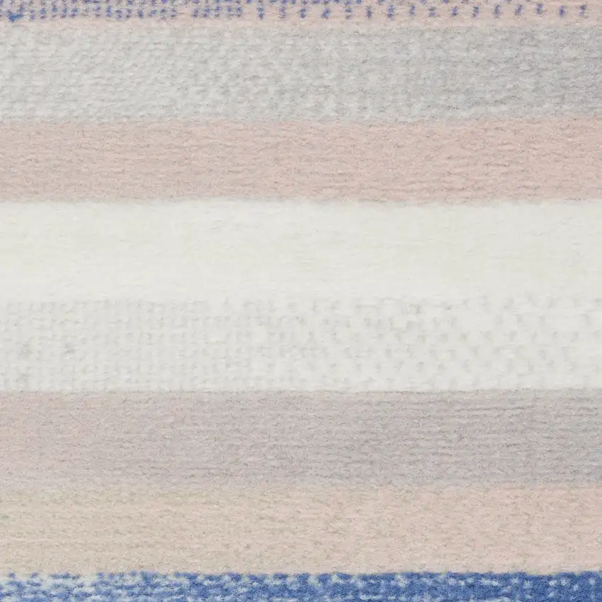 Ivory Blue And Green Striped Distressed Area Rug Photo 1