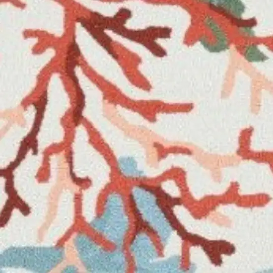 Ivory Red And Pink Fish and Coral Hand Hooked Area Rug Photo 3