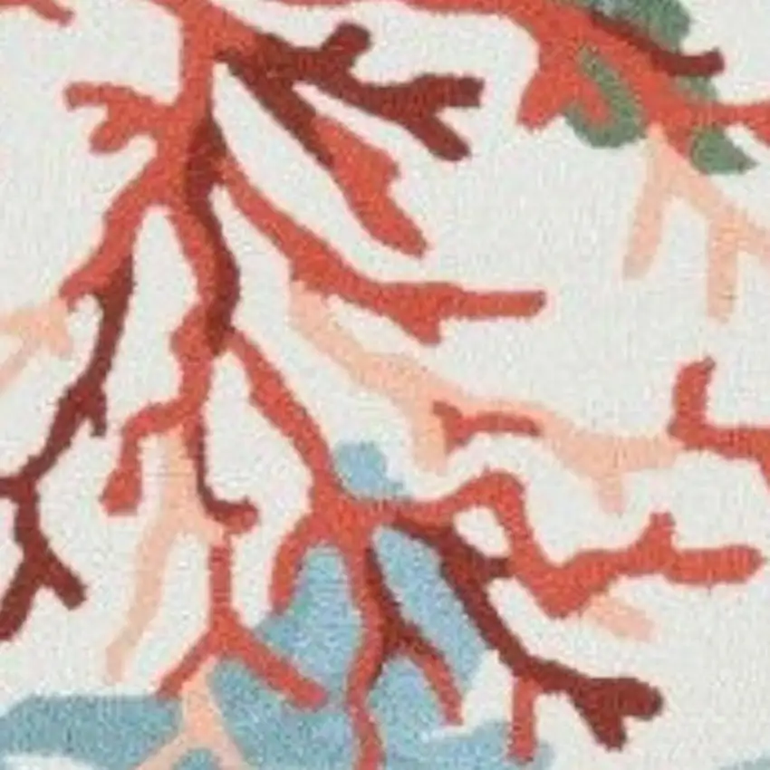 Ivory Red And Pink Fish and Coral Hand Hooked Area Rug Photo 3