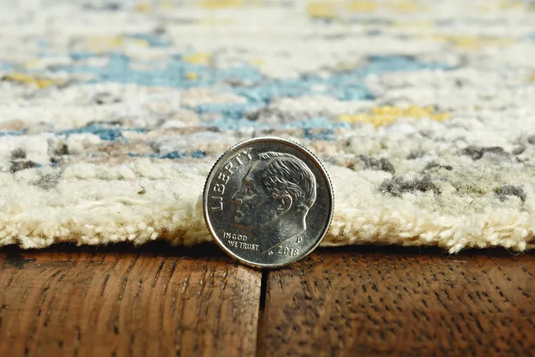Ivory Hand Hooked Bordered Coral Reef Indoor Area Rug Photo 4