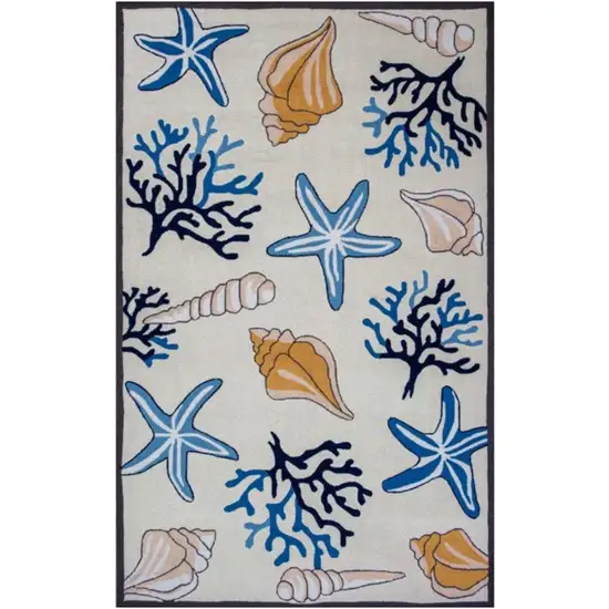 Ivory Seashell and Coral Hand Tufted Area Rug Photo 2