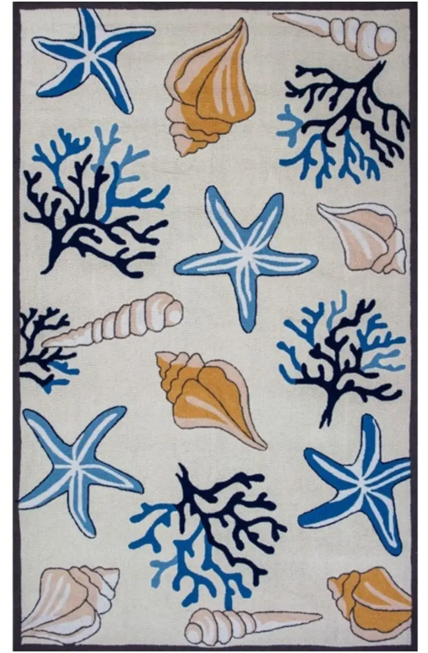 Ivory Seashell and Coral Hand Tufted Area Rug Photo 2