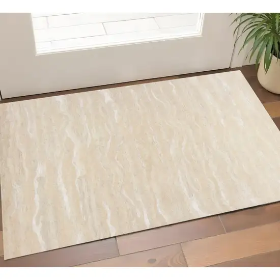 Beige And Ivory Wool Abstract Hand Tufted Area Rug Photo 1