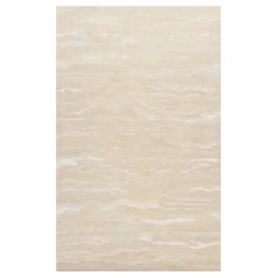 Beige And Ivory Wool Abstract Hand Tufted Area Rug Photo 2