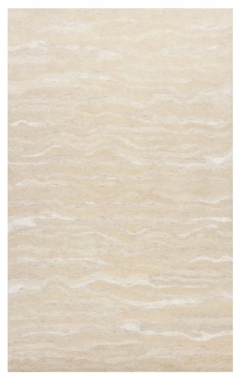 Beige And Ivory Wool Abstract Hand Tufted Area Rug Photo 2