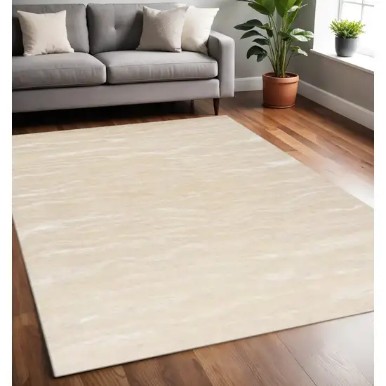 Beige And Ivory Abstract Hand Tufted Area Rug Photo 2