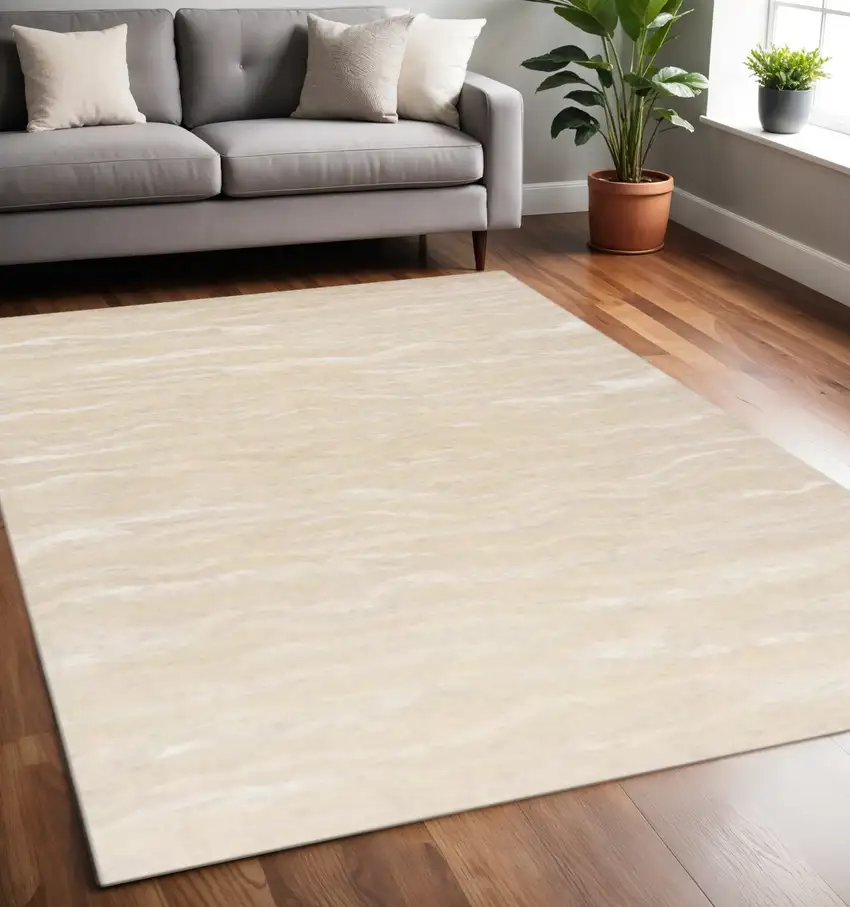Beige And Ivory Abstract Hand Tufted Area Rug Photo 2
