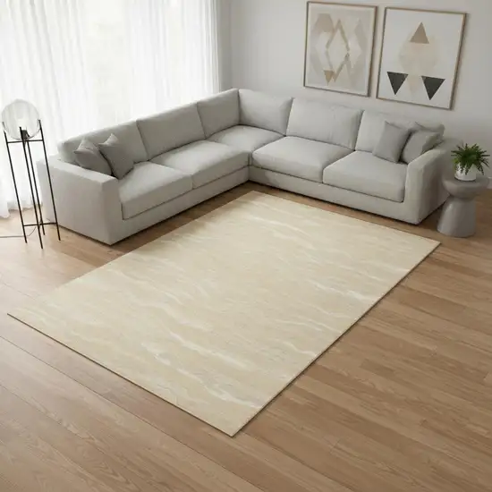 Beige And Ivory Abstract Hand Tufted Area Rug Photo 3