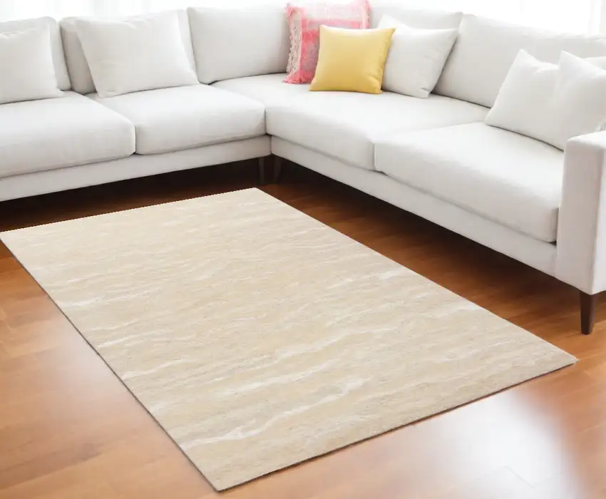9'X12' Ivory Hand Tufted Abstract Indoor Area Rug Photo 1