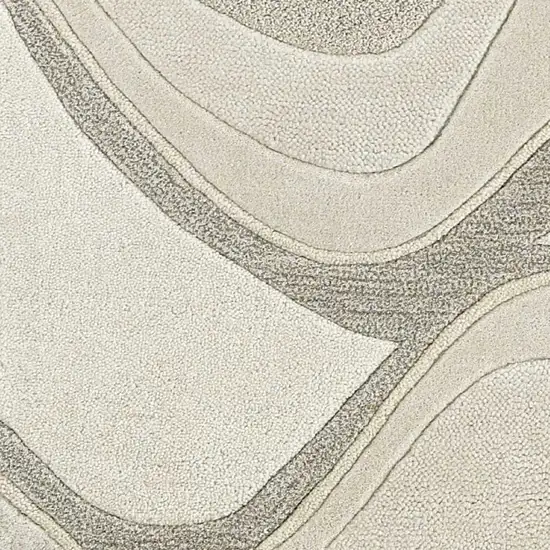 Ivory And Gray Wool Abstract Hand Tufted Area Rug Photo 8