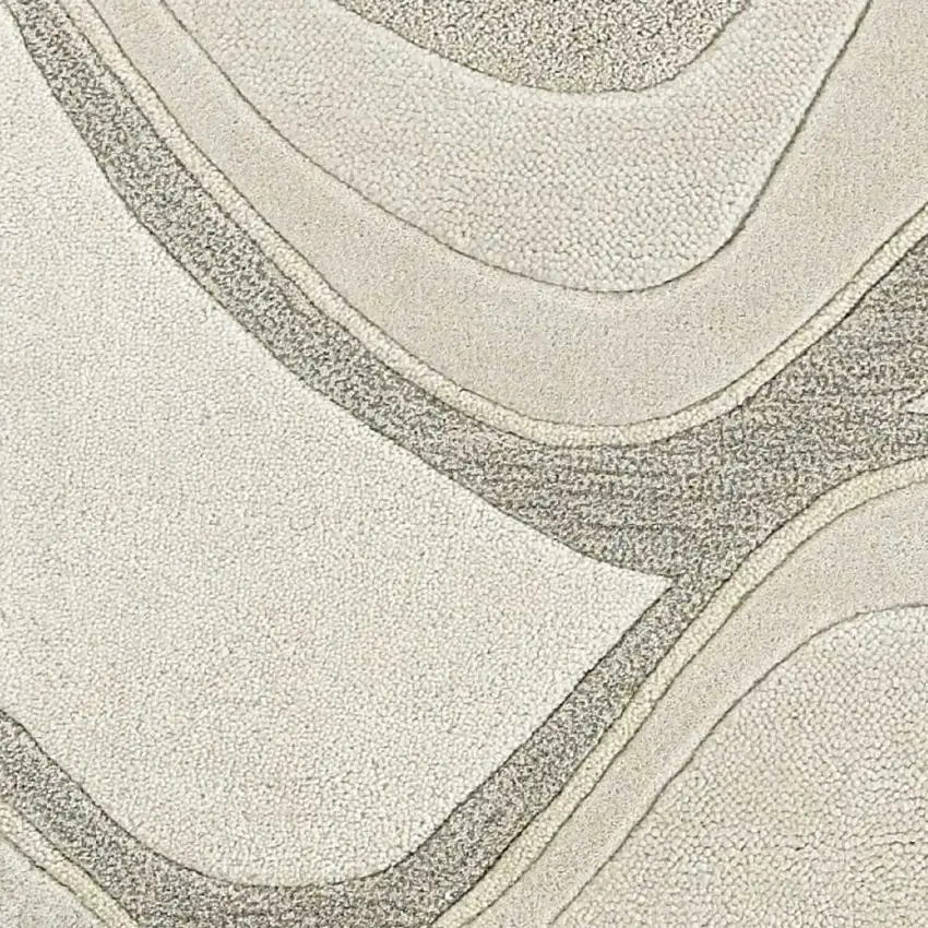 Ivory And Gray Wool Abstract Hand Tufted Area Rug Photo 8
