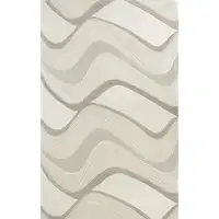 Photo of Ivory Hand Tufted Abstract Waves Indoor Accent Rug