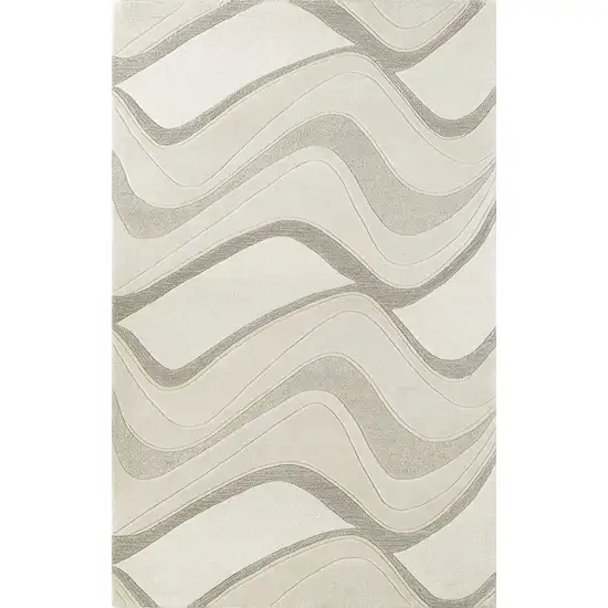 Ivory And Gray Wool Abstract Hand Tufted Area Rug Photo 5