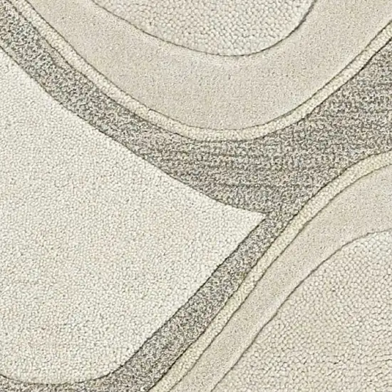 Ivory And Gray Wool Abstract Hand Tufted Area Rug Photo 7