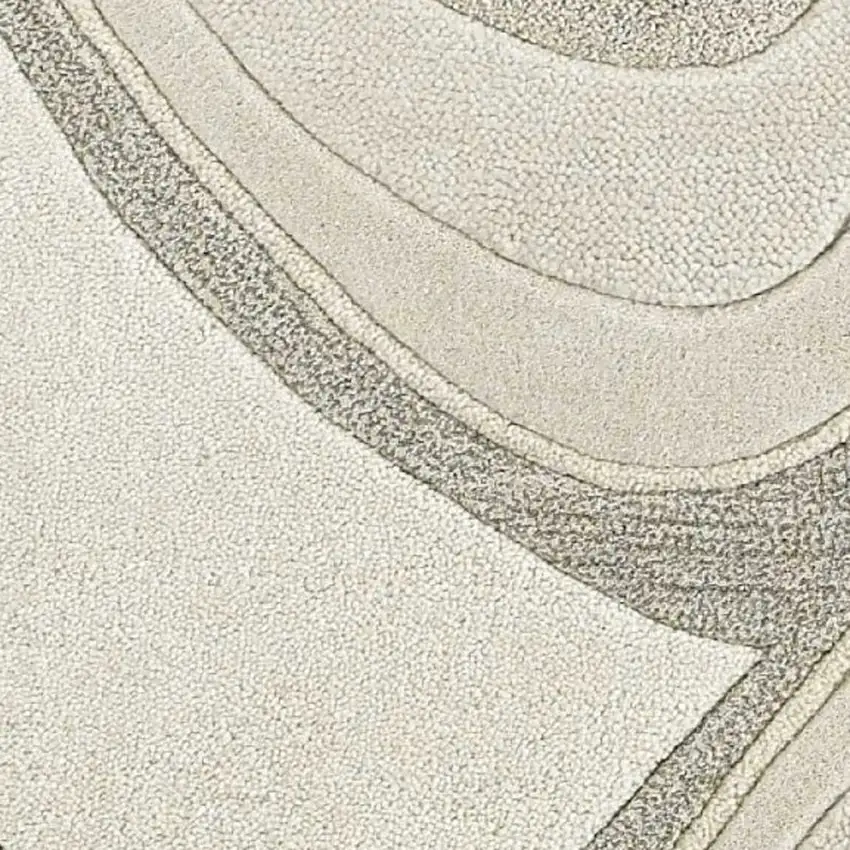 Ivory And Gray Wool Abstract Hand Tufted Area Rug Photo 6