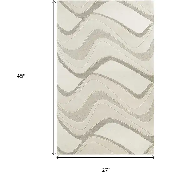 Ivory And Gray Wool Abstract Hand Tufted Area Rug Photo 3