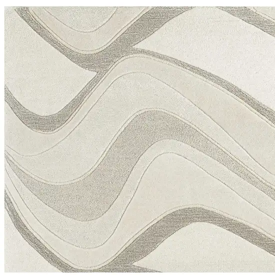 Ivory And Beige Wool Abstract Hand Tufted Area Rug Photo 4