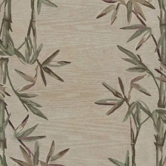 Ivory Hand Tufted Bordered Bamboo Indoor Area Rug Photo 3