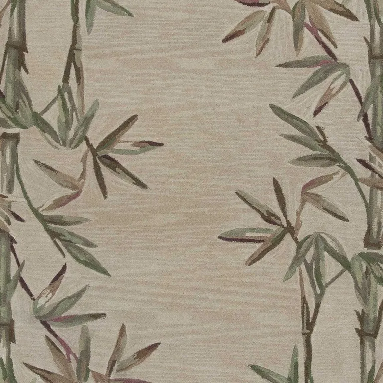 Ivory Hand Tufted Bordered Bamboo Indoor Area Rug Photo 3