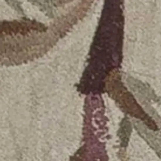 Ivory Green And Brown Wool Botanical Leaves Hand Tufted Area Rug Photo 4