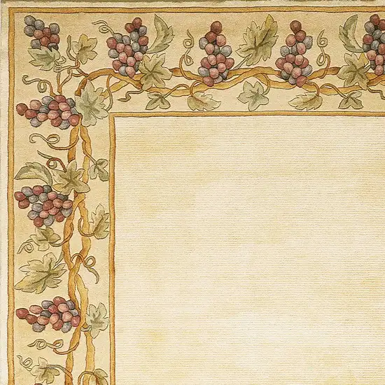 Ivory Hand Tufted Bordered Grapevine Indoor Area Rug Photo 3