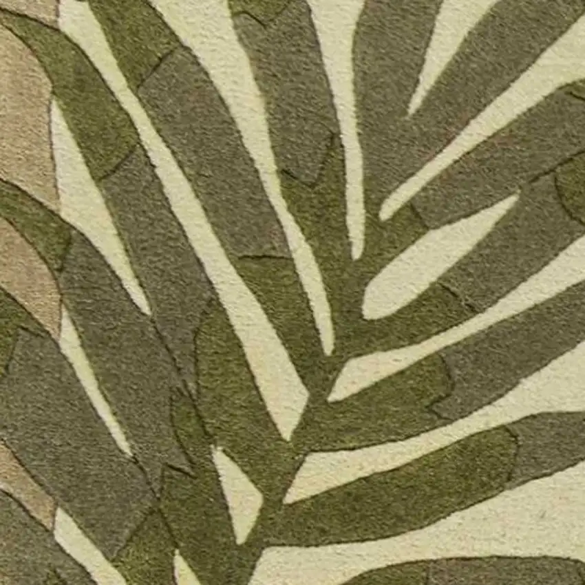 8'X11' Ivory Hand Tufted Bordered Tropical Leaves Indoor Area Rug Photo 6