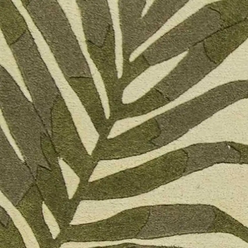 3'X5' Ivory Hand Tufted Bordered Tropical Leaves Indoor Area Rug Photo 3