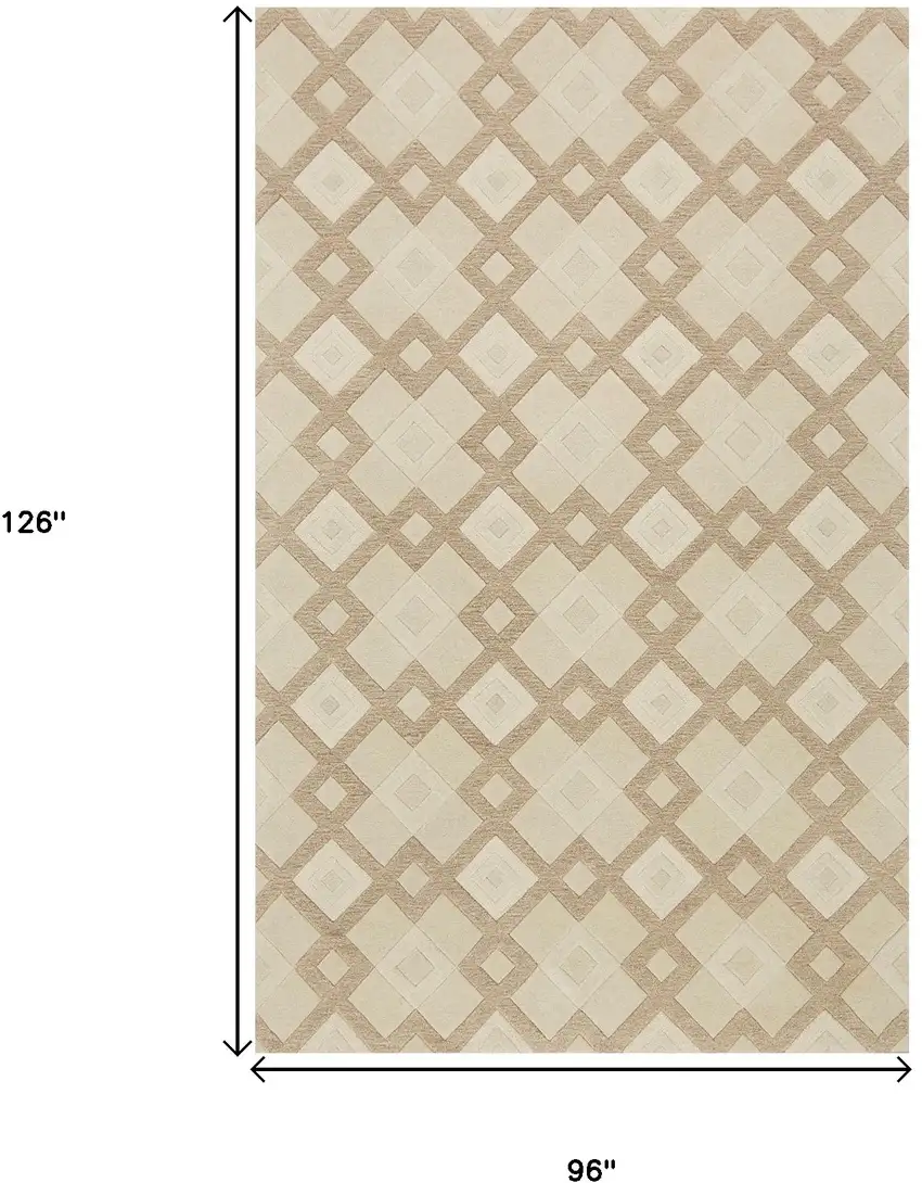 Ivory Hand Tufted Geometric Diamond Pattern Indoor Area Rug Photo 7
