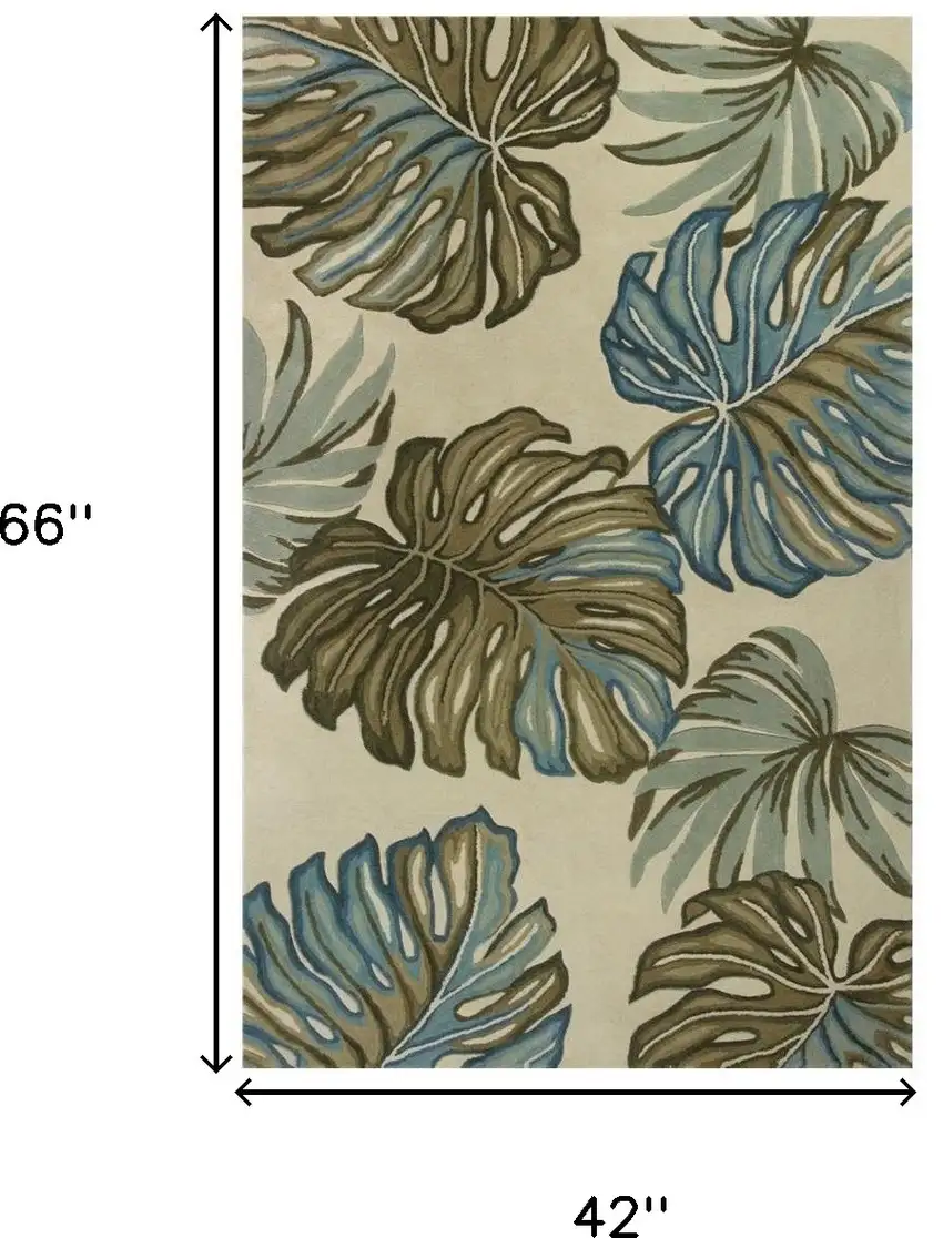 Ivory Hand Tufted Monstera Indoor Area Rug Photo 3