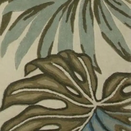 Brown Blue And Green Wool Tropical Botanical Hand Tufted Area Rug Photo 1