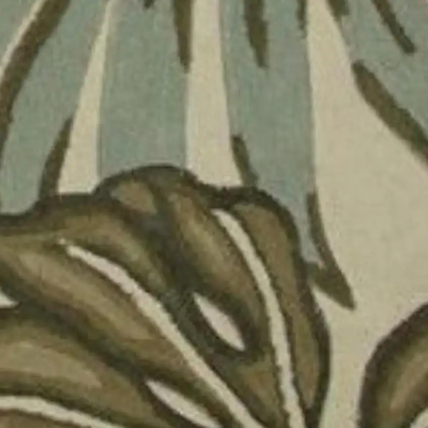 Brown Blue And Green Wool Tropical Botanical Hand Tufted Area Rug Photo 3