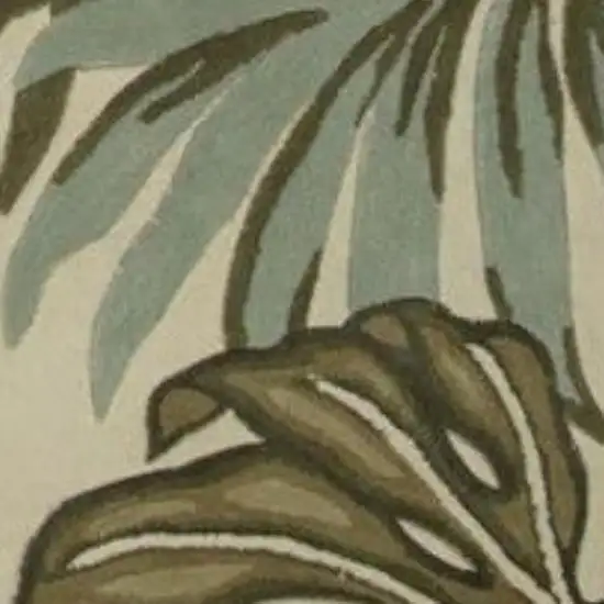 Brown Blue And Green Wool Tropical Botanical Hand Tufted Area Rug Photo 6