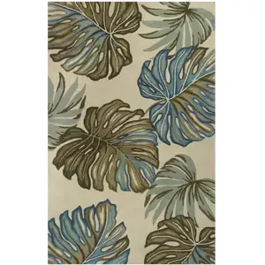 Photo of Ivory Hand Tufted Monstera Indoor Area Rug