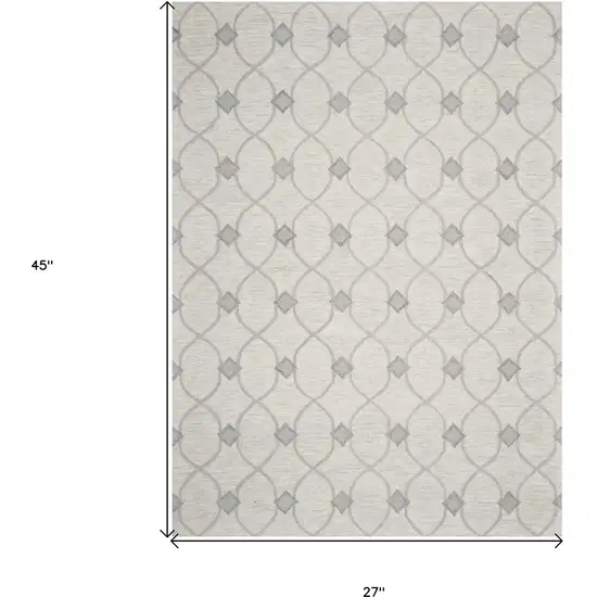 Ivory Wool Quatrefoil Hand Tufted Area Rug Photo 3