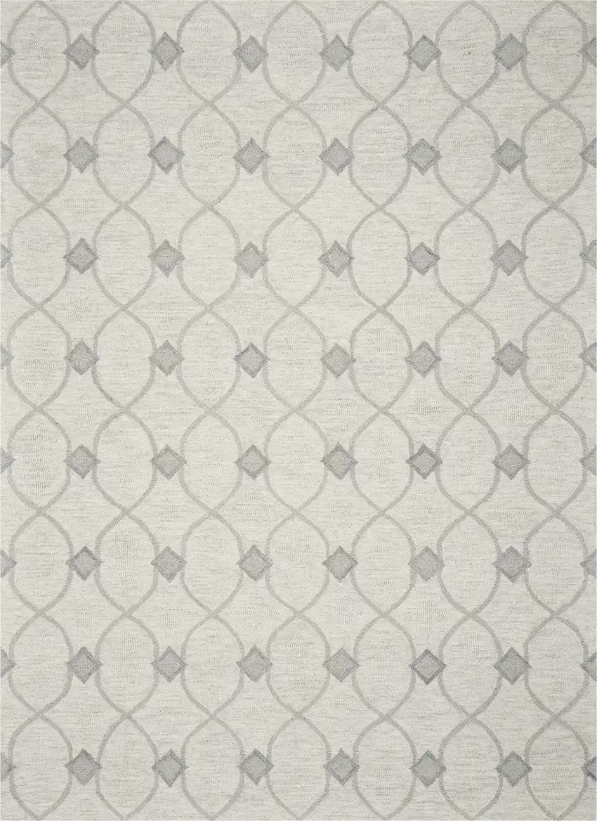 Ivory Hand Tufted Ogee Indoor Accent Rug Photo 1