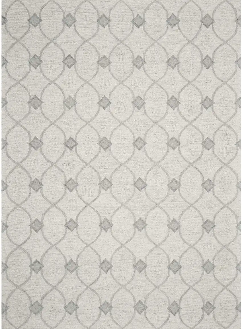 2'X4' Ivory Hand Tufted Ogee Indoor Accent Rug Photo 2