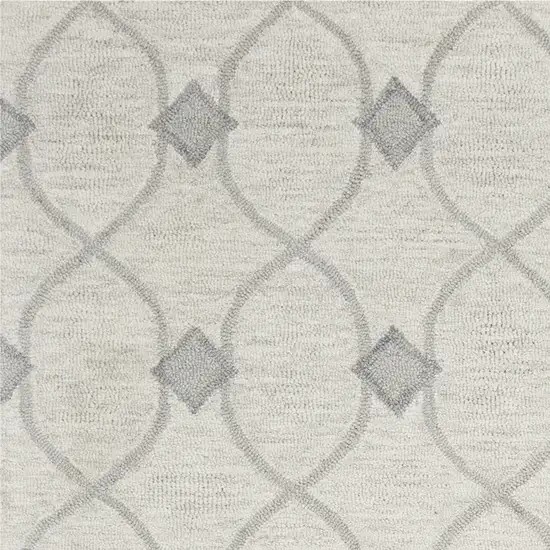 Ivory And Gray Wool Ogee Hand Tufted Area Rug Photo 8