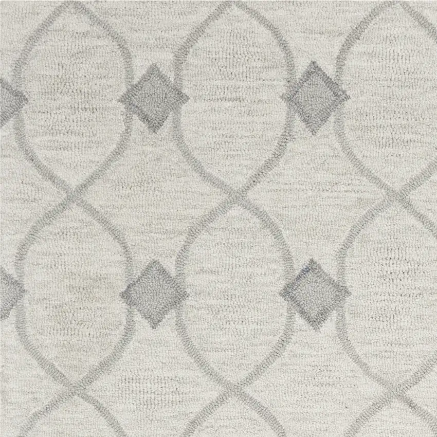 Ivory And Gray Wool Ogee Hand Tufted Area Rug Photo 8