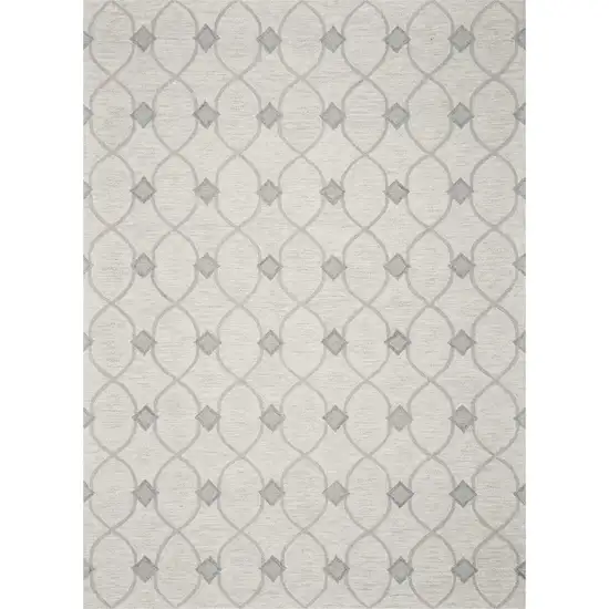 Ivory And Gray Wool Ogee Hand Tufted Area Rug Photo 2