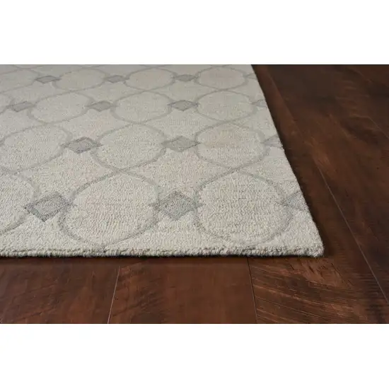 Ivory And Gray Wool Ogee Hand Tufted Area Rug Photo 7