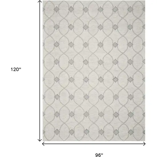 Ivory And Gray Wool Ogee Hand Tufted Area Rug Photo 3