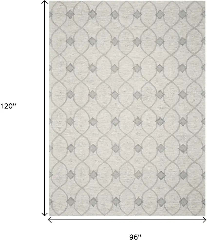 Ivory And Gray Wool Ogee Hand Tufted Area Rug Photo 3