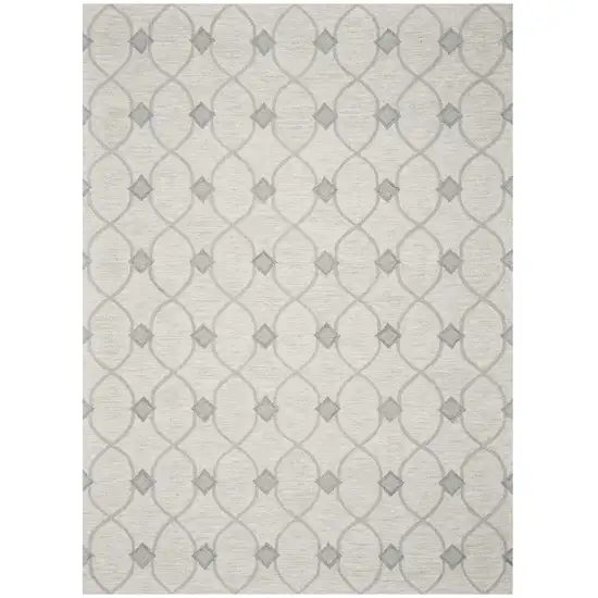 Ivory And Gray Wool Ogee Hand Tufted Area Rug Photo 2