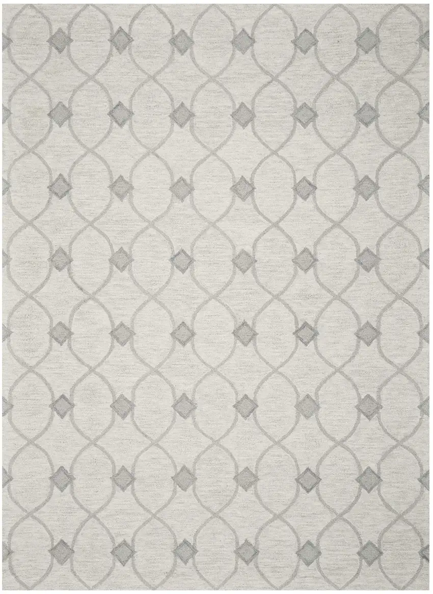 Ivory And Gray Wool Ogee Hand Tufted Area Rug Photo 2
