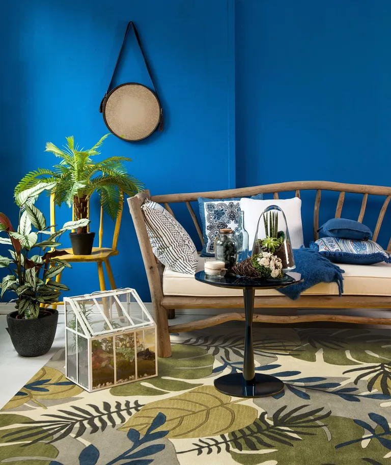 Ivory Hand Tufted Oversized Tropical Leaves Indoor Area Rug Photo 5