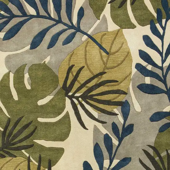 3'X4' Ivory Hand Tufted Oversized Tropical Leaves Indoor Area Rug Photo 4