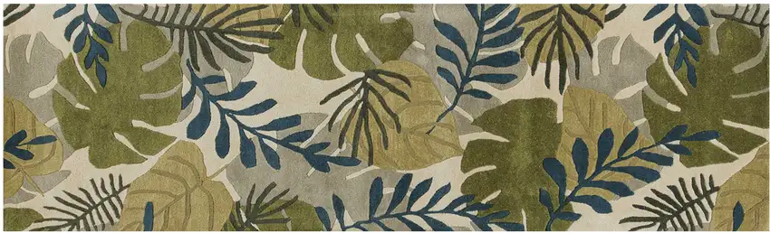 Ivory Hand Tufted Oversized Tropical Leaves Indoor Runner Rug Photo 2