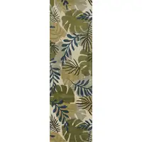 Photo of Ivory Hand Tufted Oversized Tropical Leaves Indoor Runner Rug