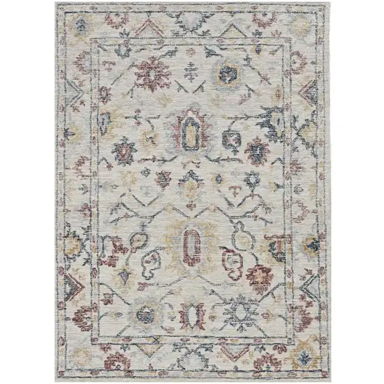 Ivory Gray And Red Wool Medallion Hand Tufted Area Rug Photo 1